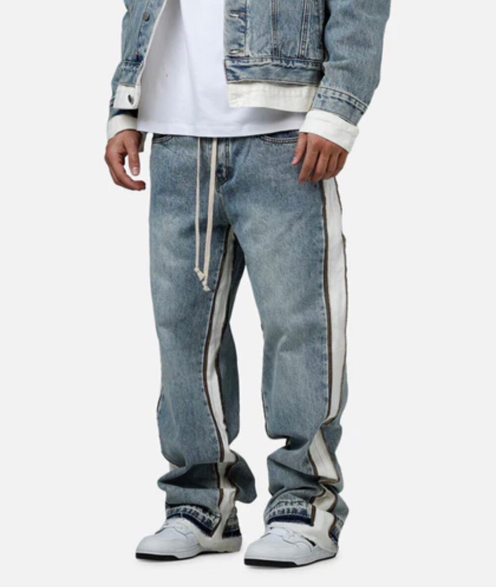 New MNML ULTRA BAGGY BORDER GN8 DENIM JEANS 31